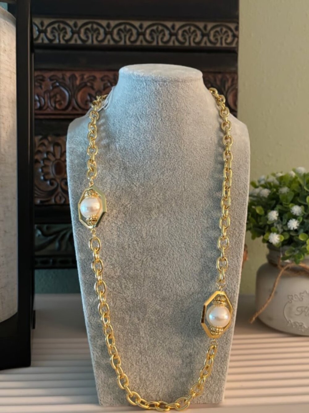 Park Lane Vintage/Retro Pearl Gold Necklace
